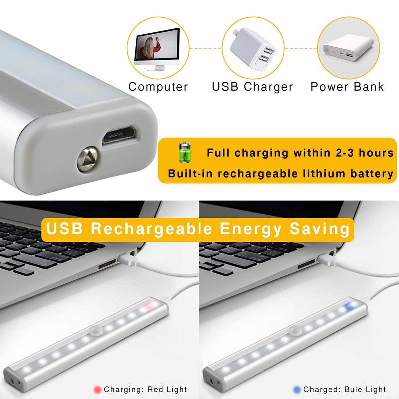 Diomart Under Cabinet Lighting, Wireless Rechargeable Under Counter Lights with Remote Control, 20- LED Dimmable Led Closet Light Stick-on Anywhere Touch Night Light for Kitchen, Wardrobe (4 Pcs) - Image 5